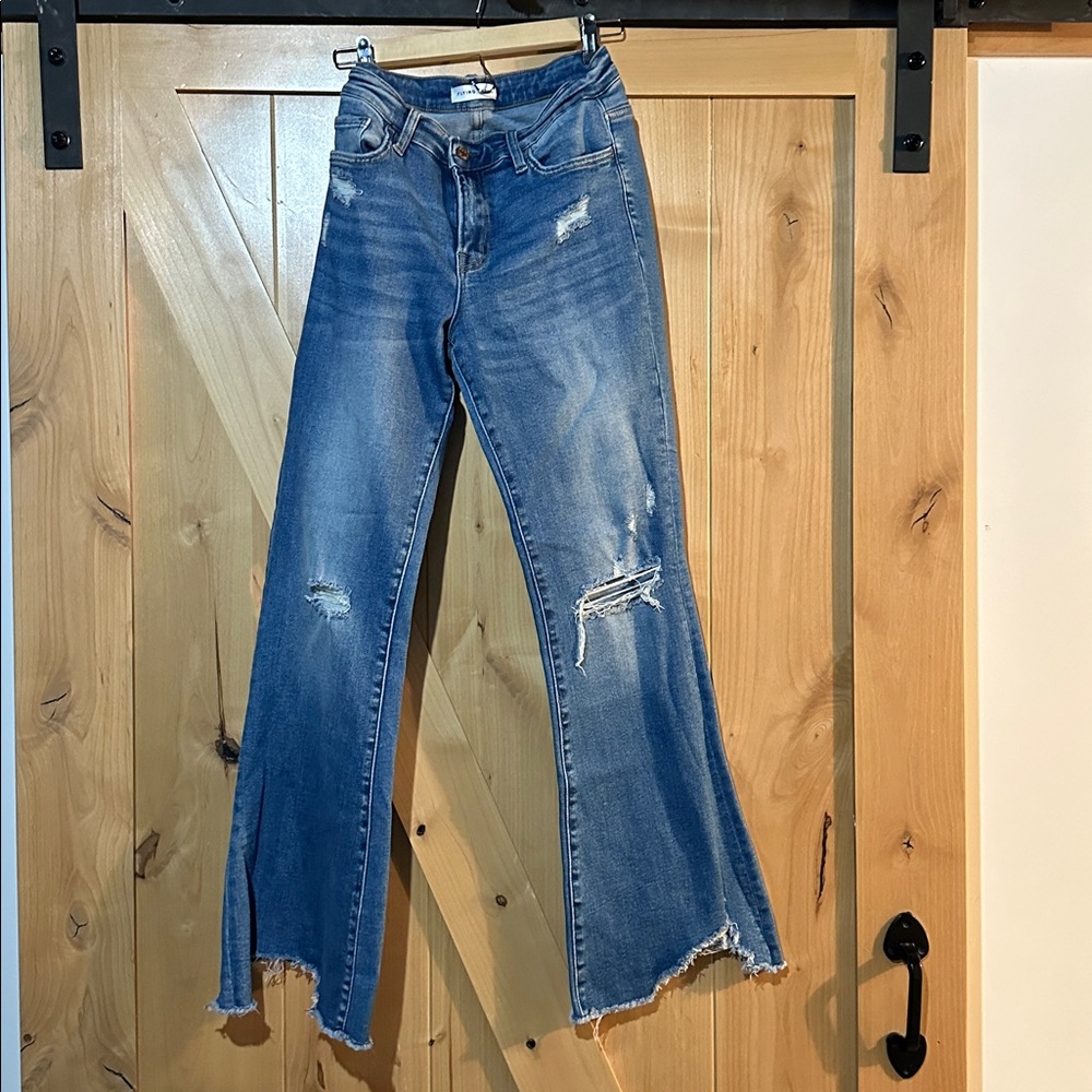Flying Monkey Blue Distressed Flare Jeans